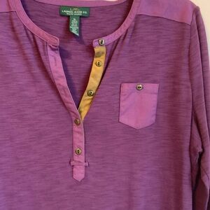 Ralph Lauren Purple Henley with Button Accents
